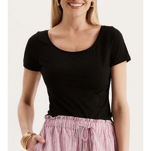 Tyler Boe Perry Tee Black Scoop Neck Top